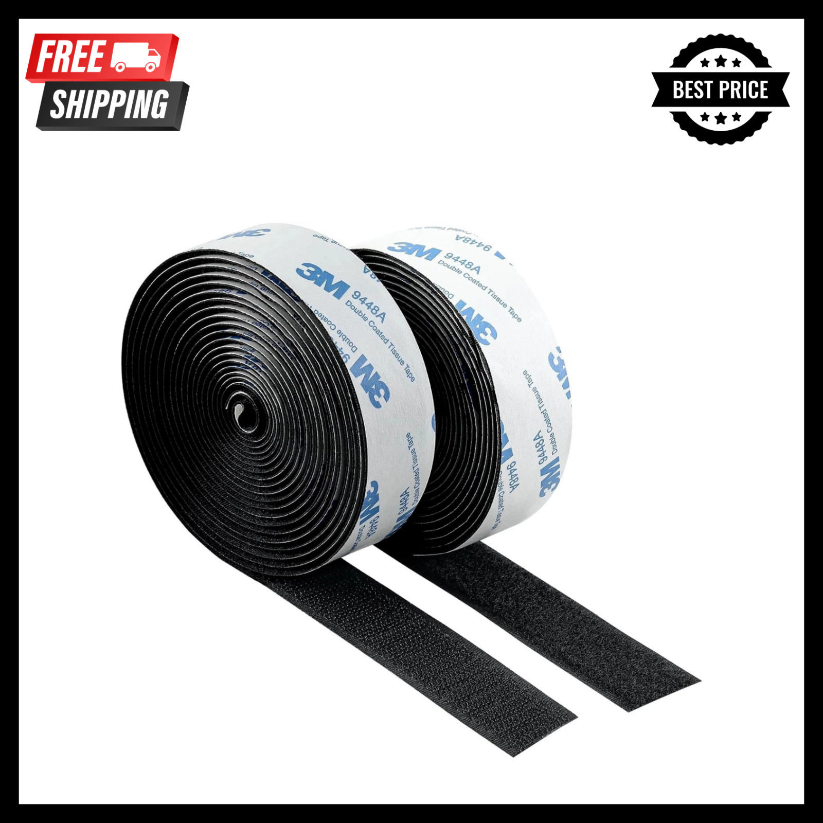30Ft X 1 Inch Hook and Loop Tape Strips with Adhesive, Heavy Duty Sticky Back