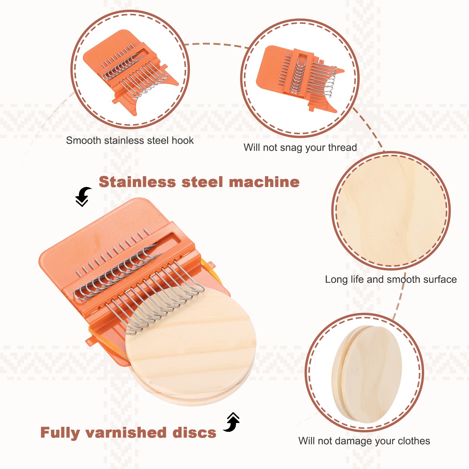 Speedweve Darning Loom, 12 Hooks Mini Weaving Knitting Machine Orange