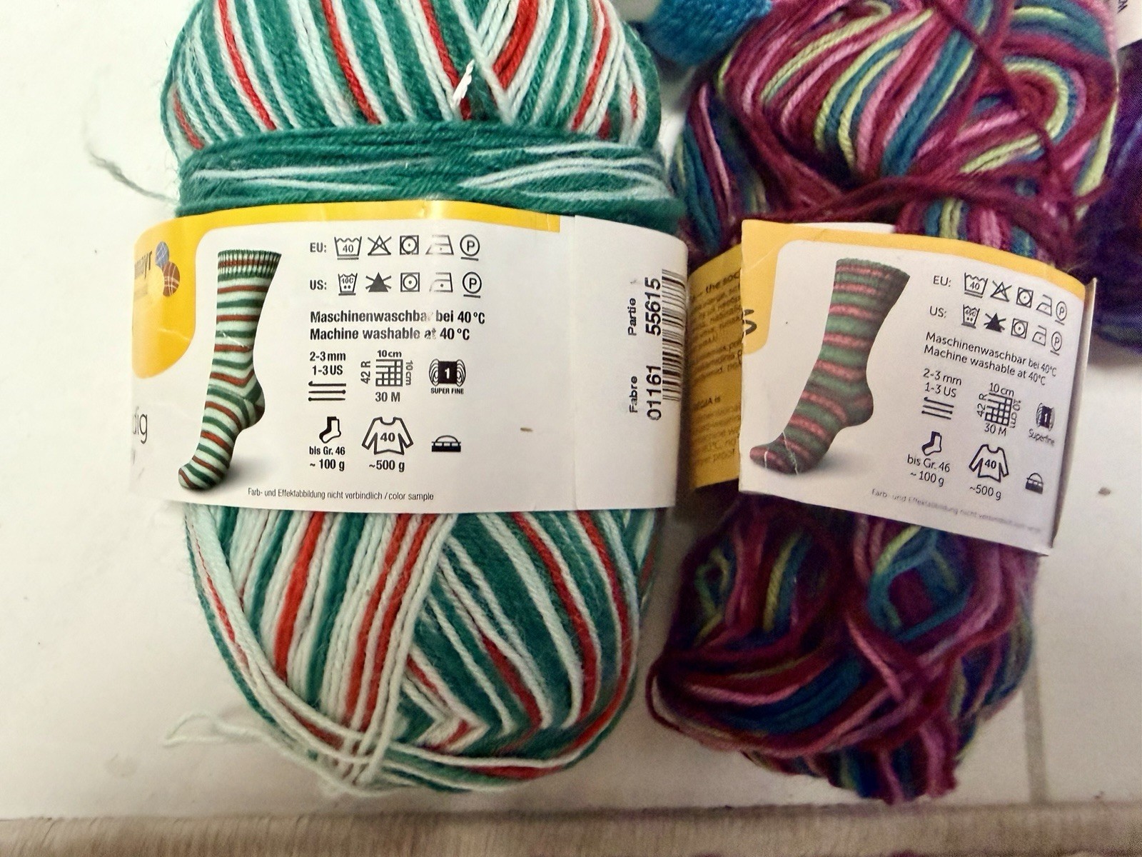 Lot Of 17 Skein Yarn 11 New 6 Partials Merino Wool, Nylon, Cotton, Acrylic