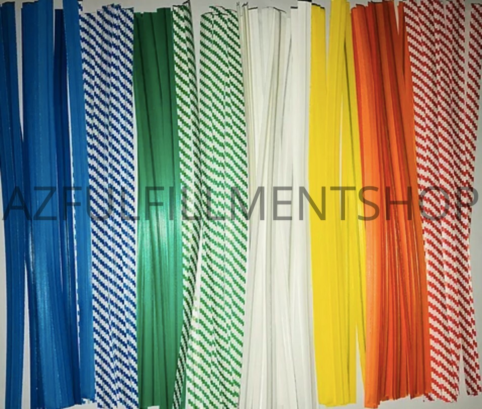 1000 Twist Ties 4″ Length Plastic Coated Paper No Rip Cellophane Assorted Colors