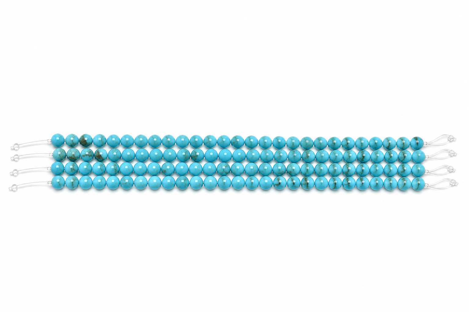 Natural Blue Turquoise Gemstone Beads 4mm Round Polished Strand Genuine Stone