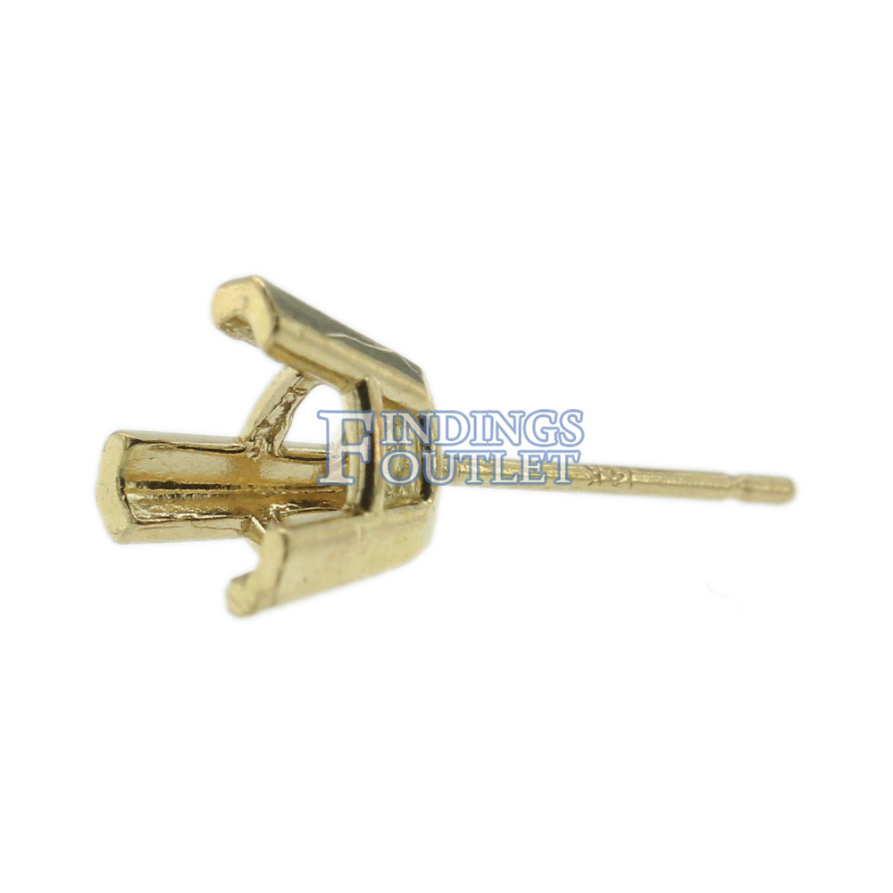 14k Yellow Gold V-End Trillion Stud Earring Mounting Setting Push Back Post USA