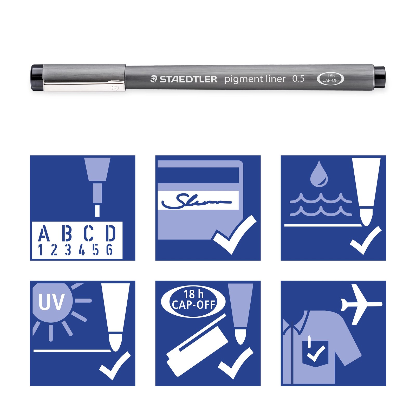 Pigment Liner Pack, Black, 8 Pens, Assorted Line Widths, 0.05mm, 0.1mm, 0.2mm…
