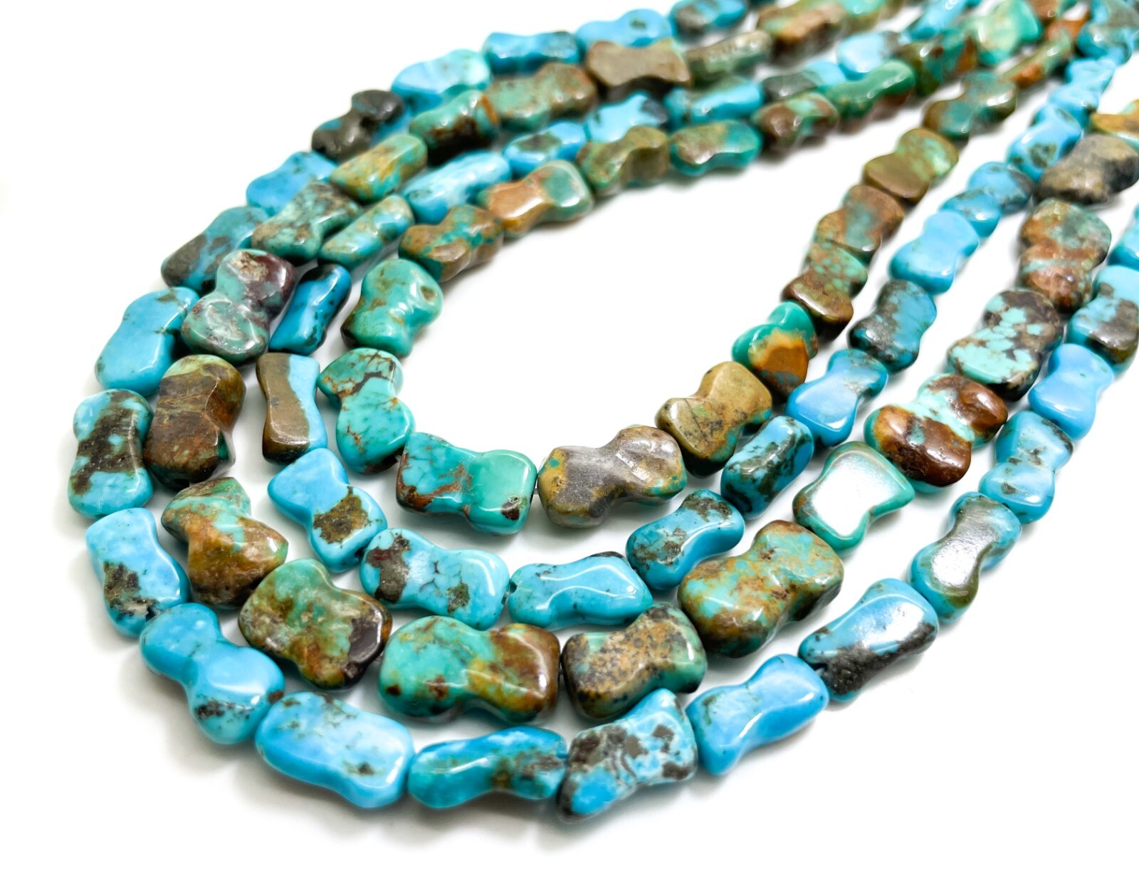 Natural Arizona Turquoise Polished Smooth Flat Bone Nugget Gemstone Beads PGS282