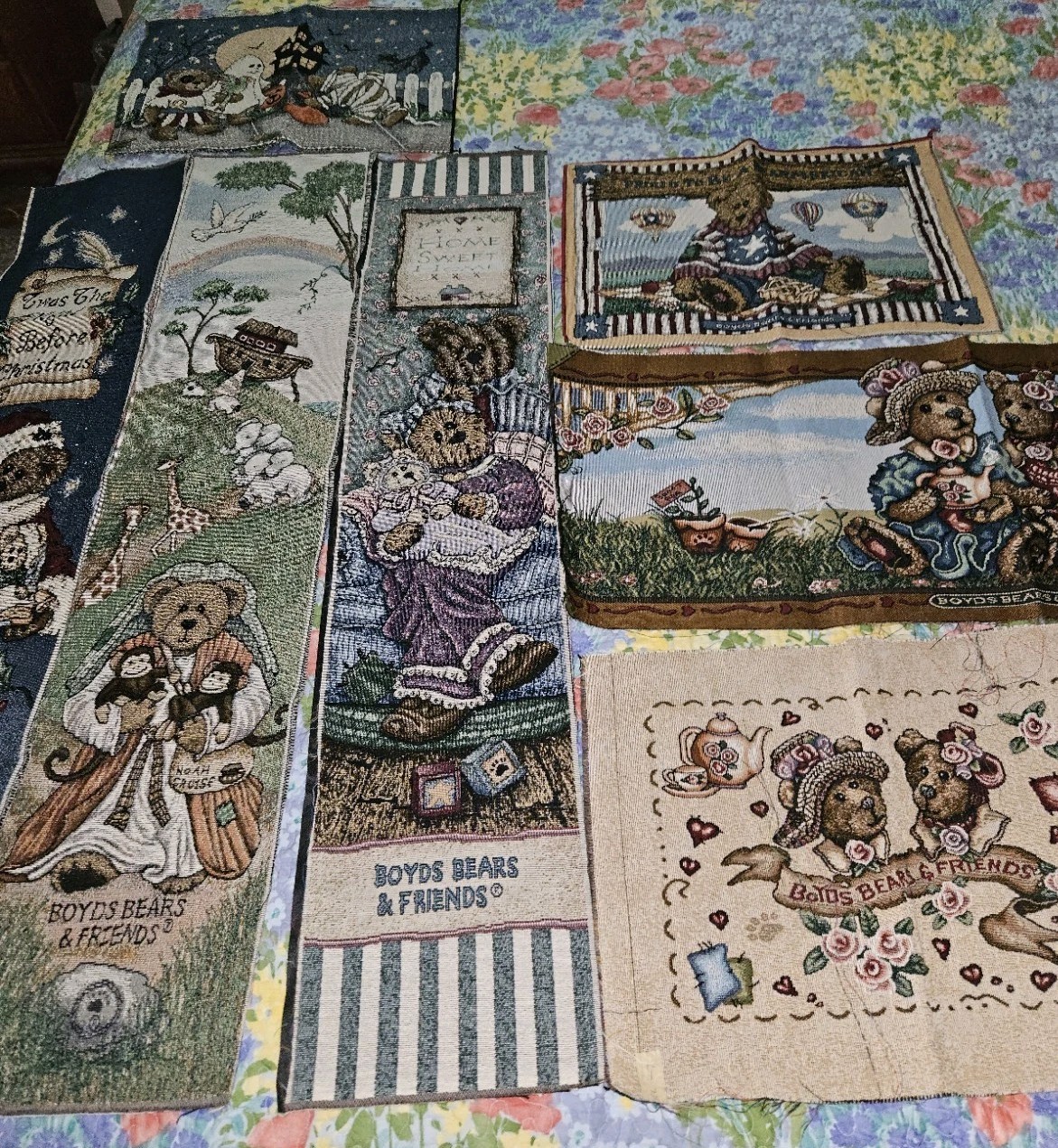Lot Of 7 Boyds Bears & Friends Tapestry Fabric Pieces Mixed Themes & Sizes New