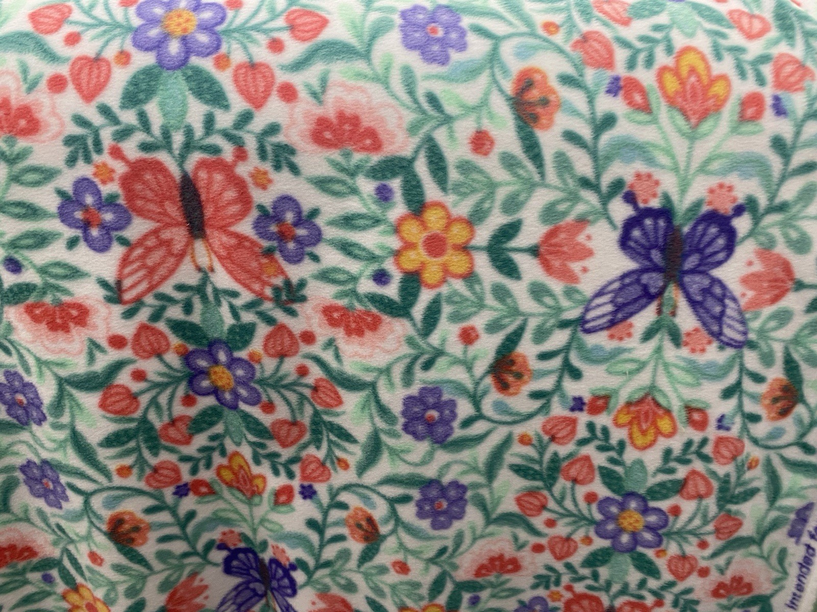 Colorful Flower Butterfly Fleece Fabric, 60” Wide, Sold By The Yard