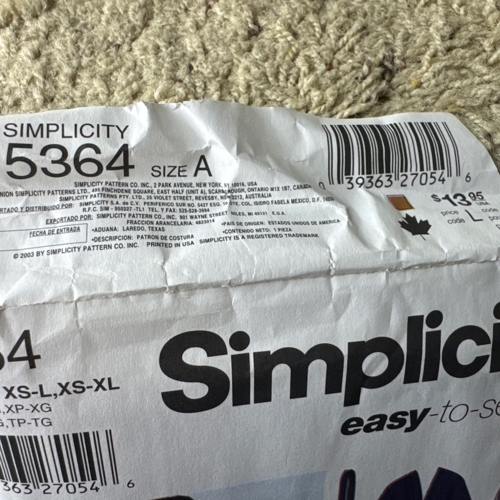 SIMPLICITY Sewing Pattern 5364 CHILD, TEEN, ADULT ROBE & PANTS sz XS-S-M-L/XS-XL