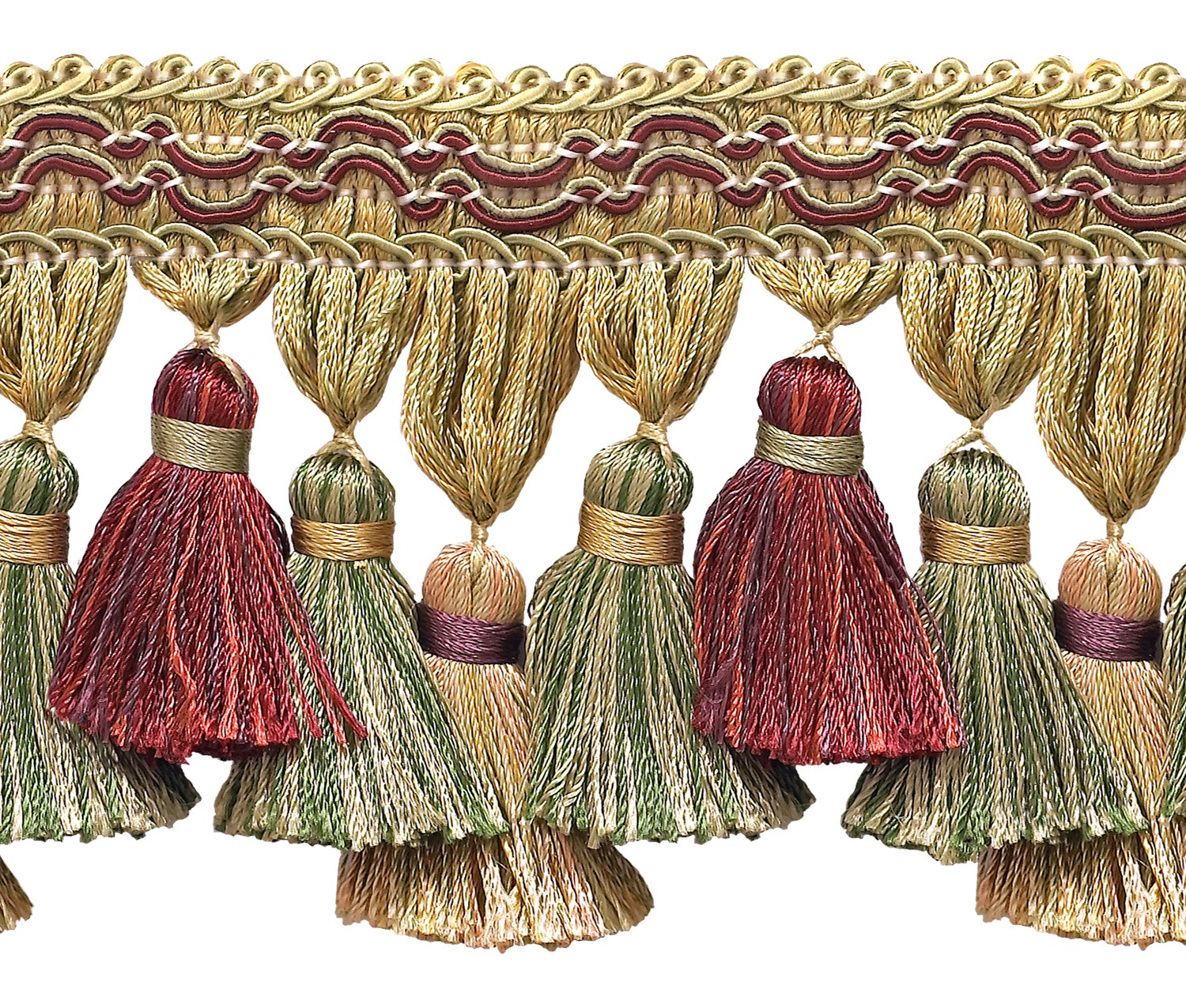 DÉCOPRO 3 3/4″ Long Tassel Fringe Trim, Cherry Grove Beige [5 Yards]