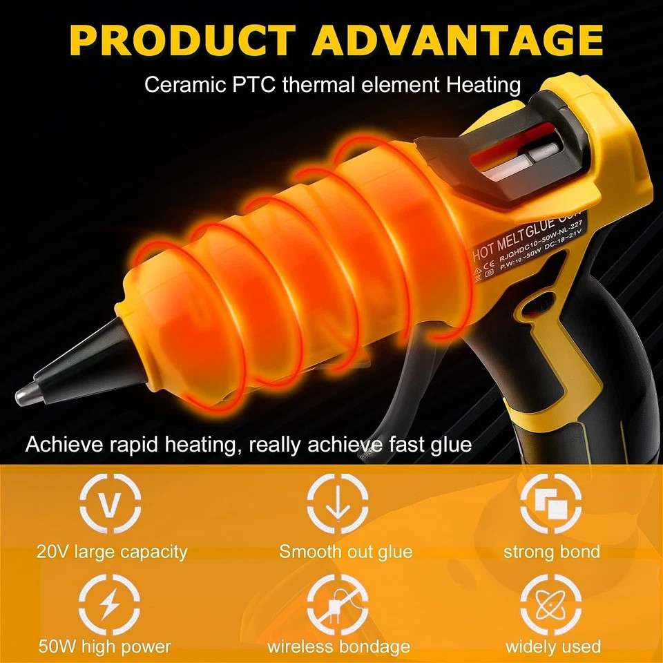 Cordless Hot Glue Gun For Dewalt Suitable For Dewalt 18v/20v Max Lithiumion Batt
