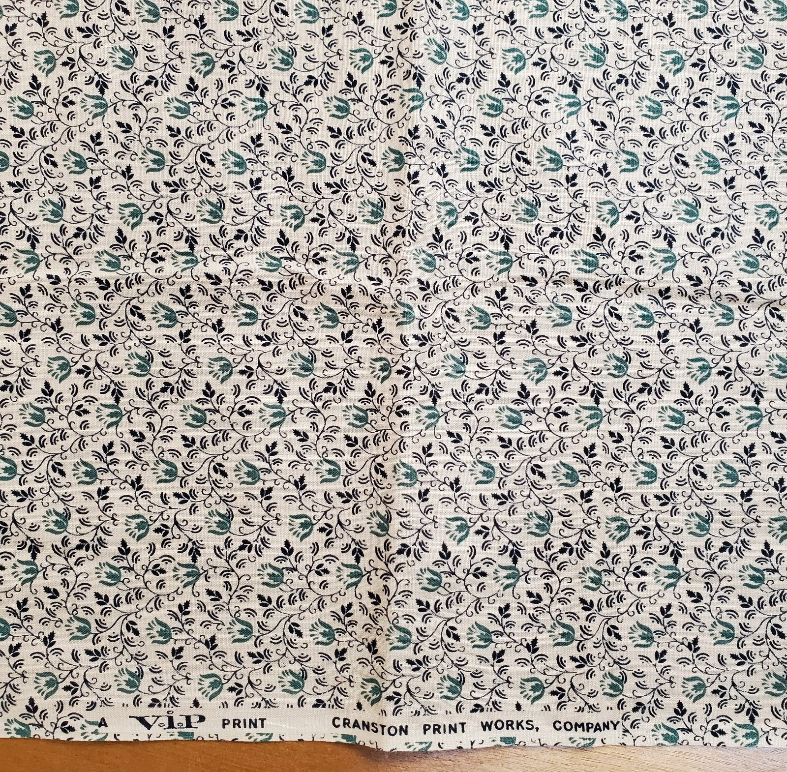 Cranston Calico Fabric Floral 35 x 42 Green Black Tan Brown