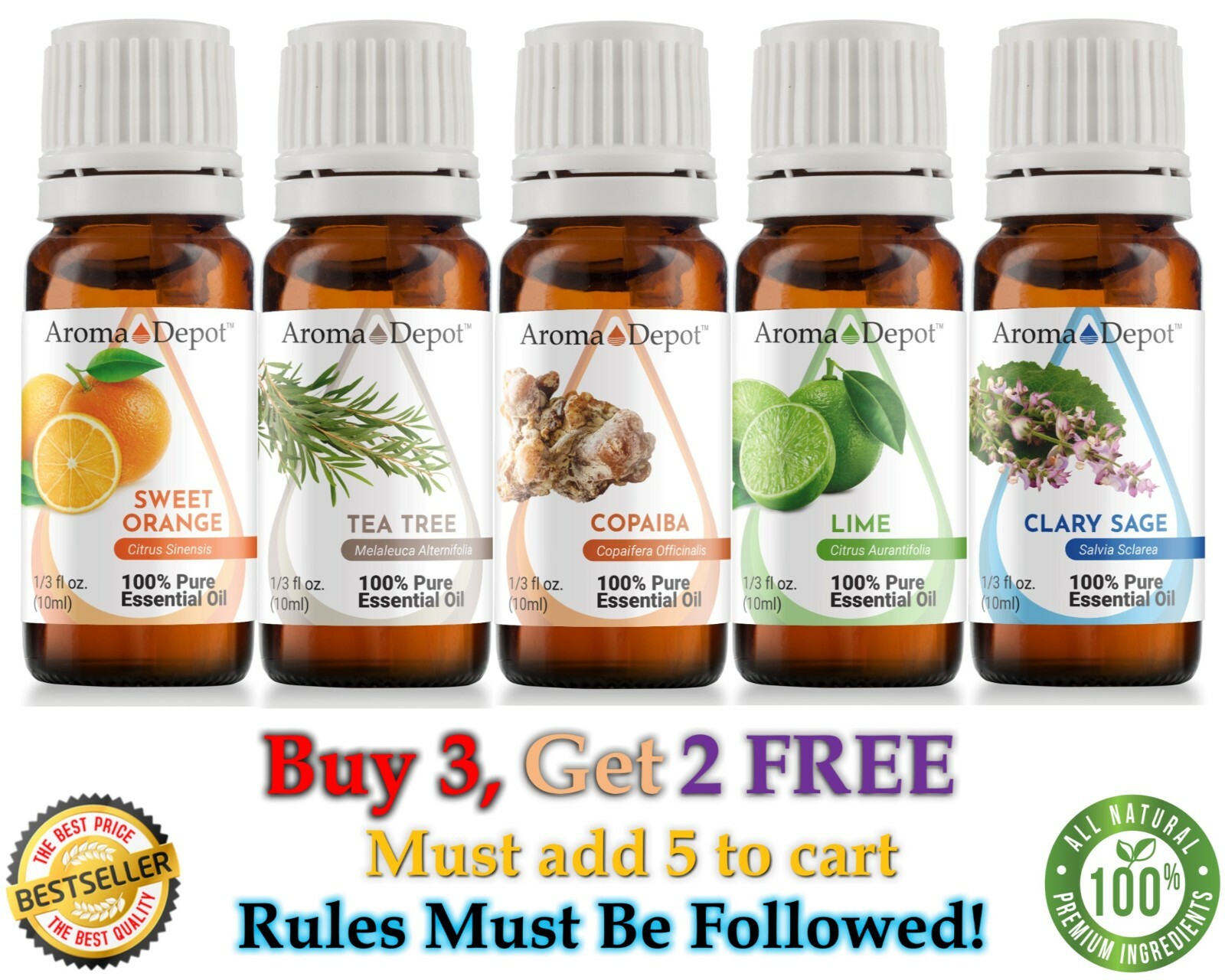 Essential Oil 10 ml Therapeutic Grade 100% Pure Natural Undiluted Aceite Esencia