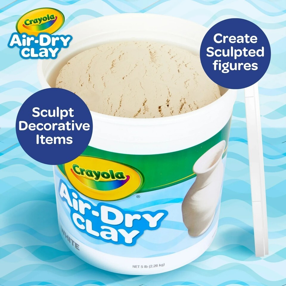 Crayola Air-Dry Self-Hardening Modeling Clay, 5LB Bucket, White