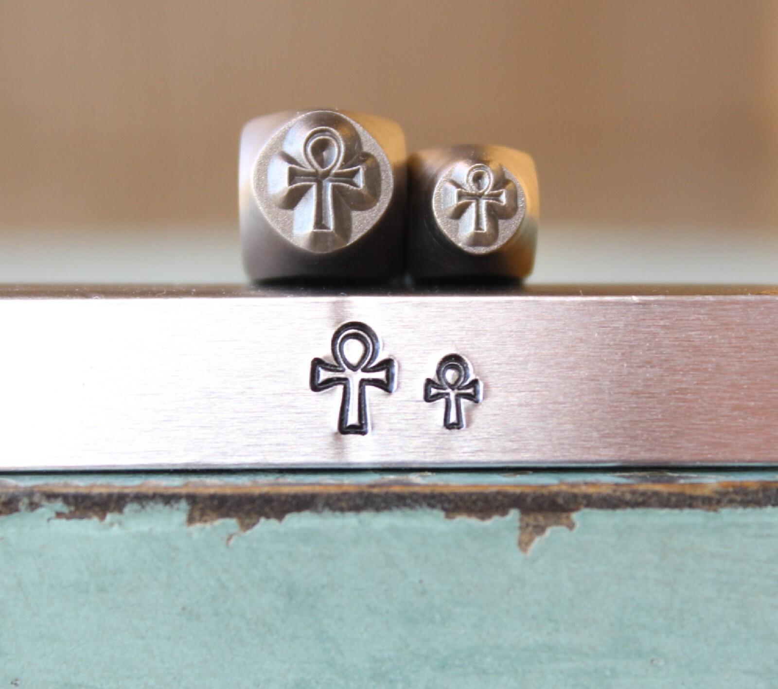 SUPPLY GUY 4mm/6mm Ankh Symbol of Life Metal Punch 2 Stamp Set SGCH567568