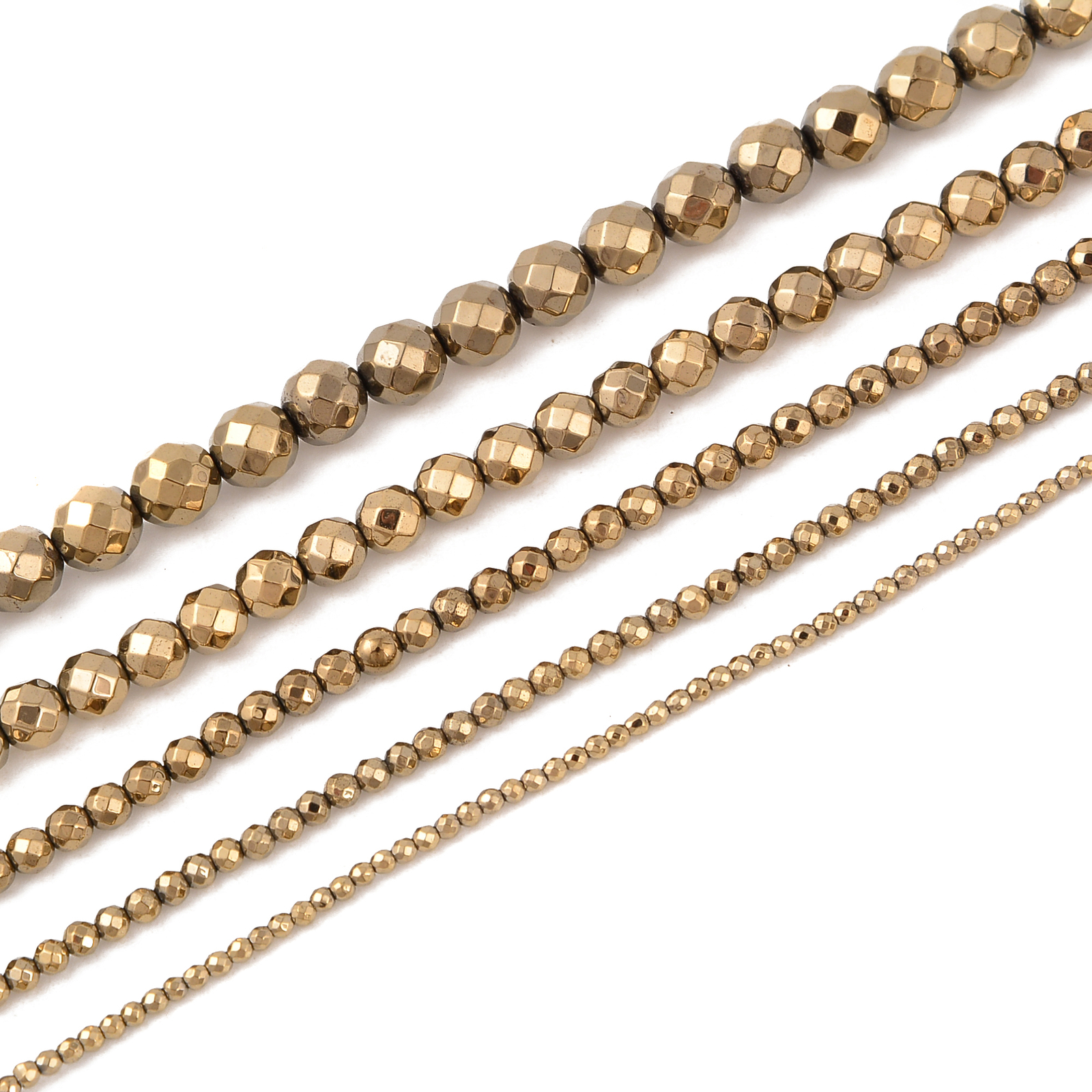Titanium Hematite Pyrite Tone Faceted Round Beads Size 2mm – 10mm 15.5” Strand