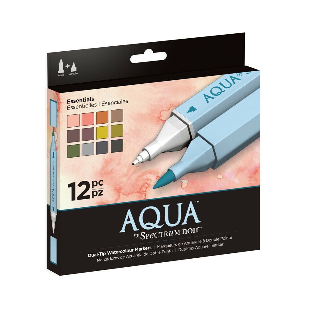 Spectrum Noir Aqua Artist Water Based Dual Nib Pen Set Pack Of 12 – Essentials