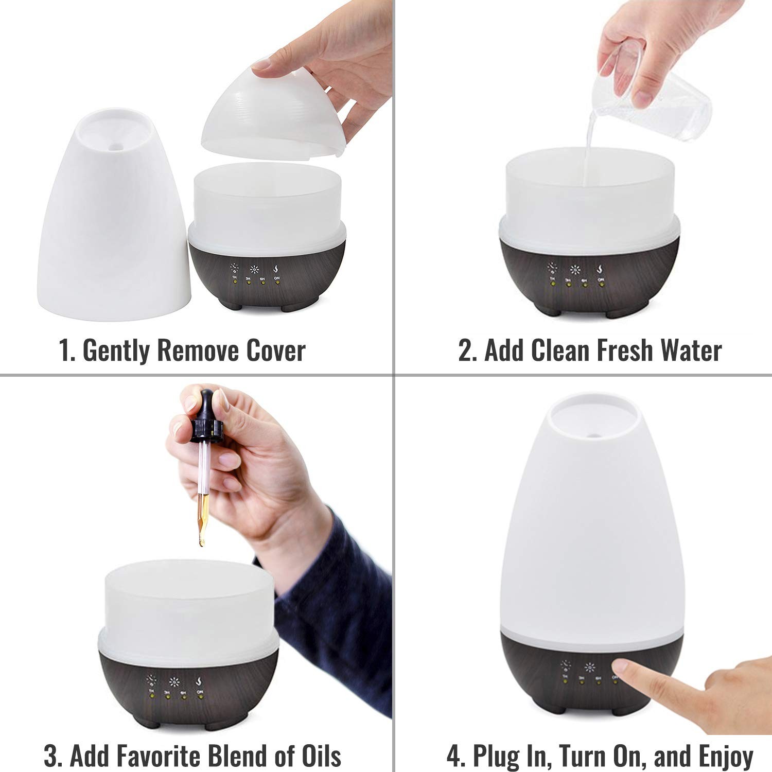 HealthSmart 500ML Essential Oil Diffuser for Large Rooms, Cool Large, White