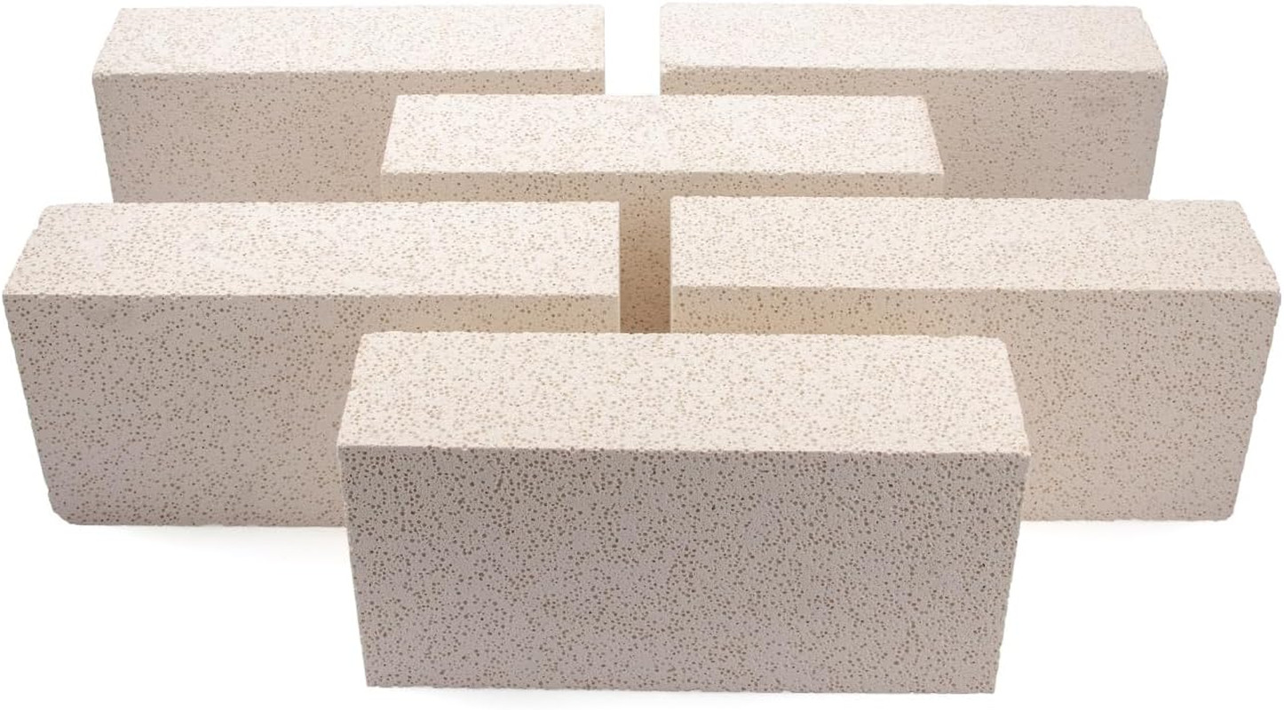 6 Pieces Insulating Fire Brick for Ovens, Kilns, Blacksmith, Fireplaces, Forges