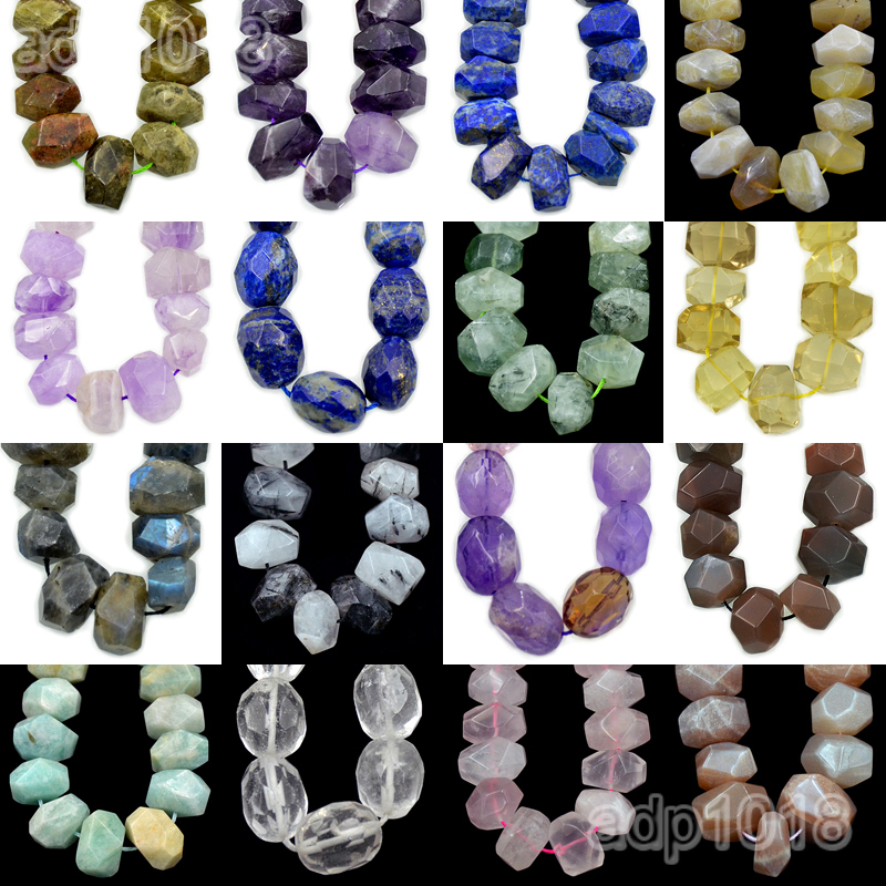 Natural Gemstone Nugget Beads 8″ Crystal Amethyst Citrine Prehnite Lazuli