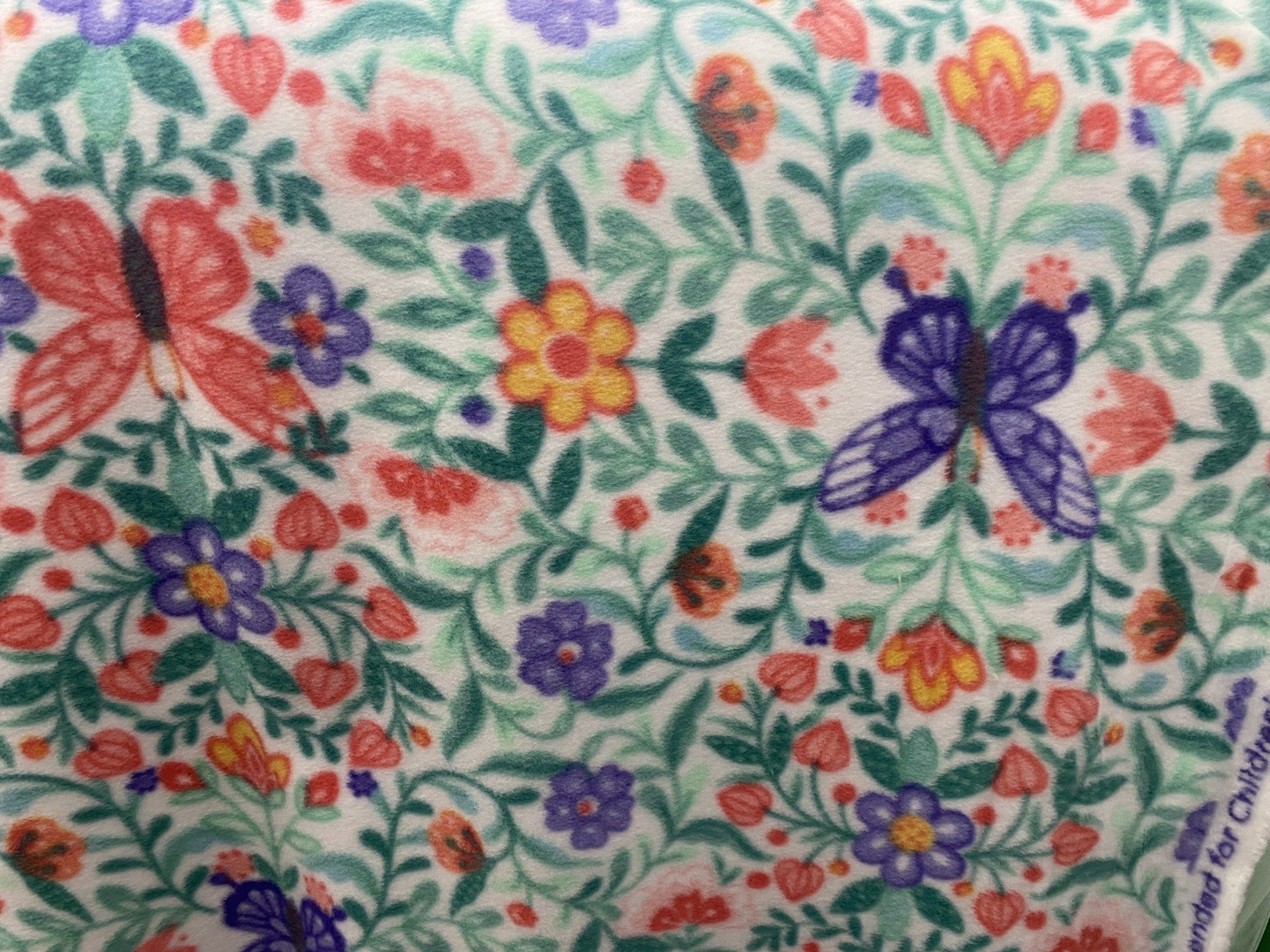 Colorful Flower Butterfly Fleece Fabric, 60” Wide, Sold By The Yard