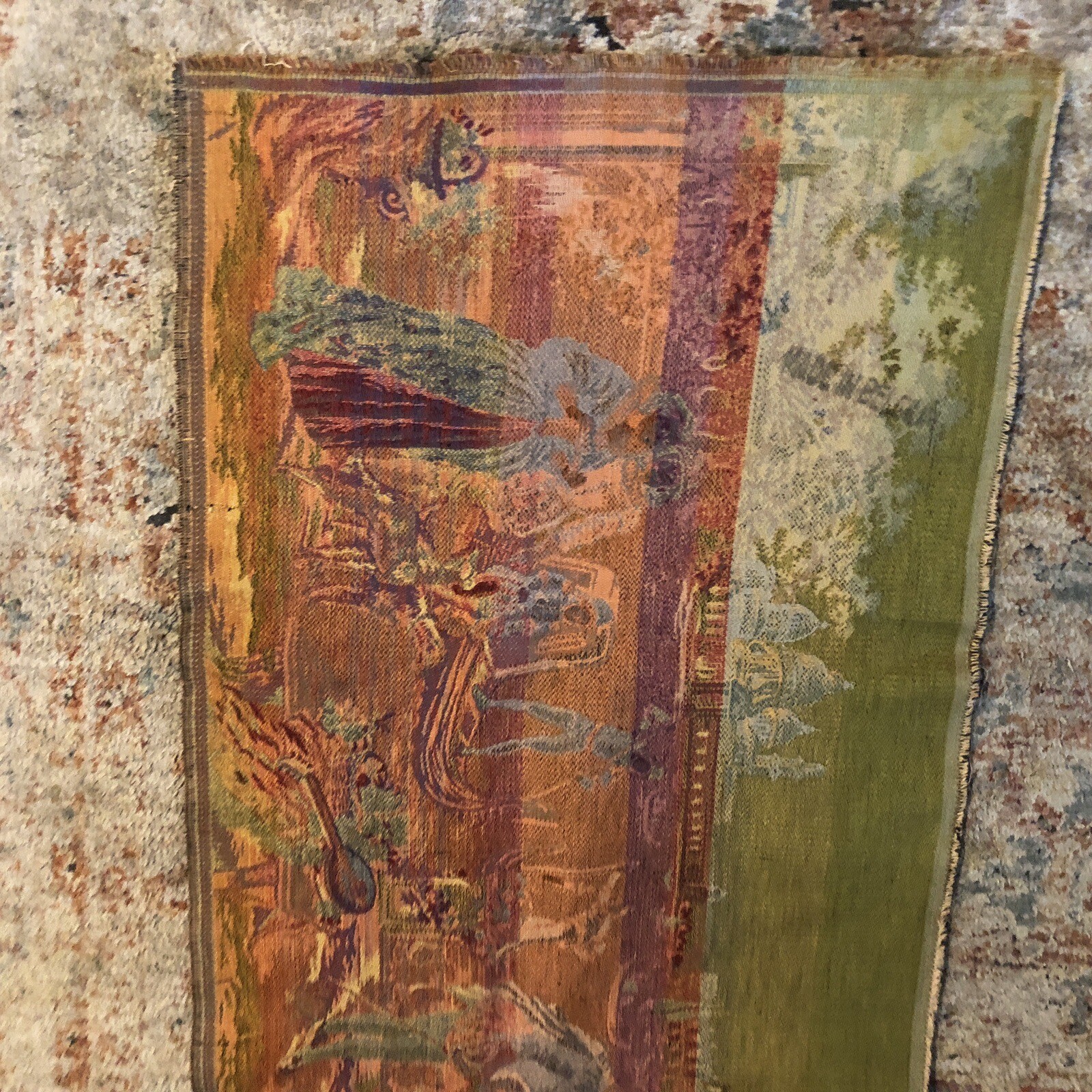 Vintage Tapestry Runner Old World Courting & Boating Scene 19″x 56″ Long