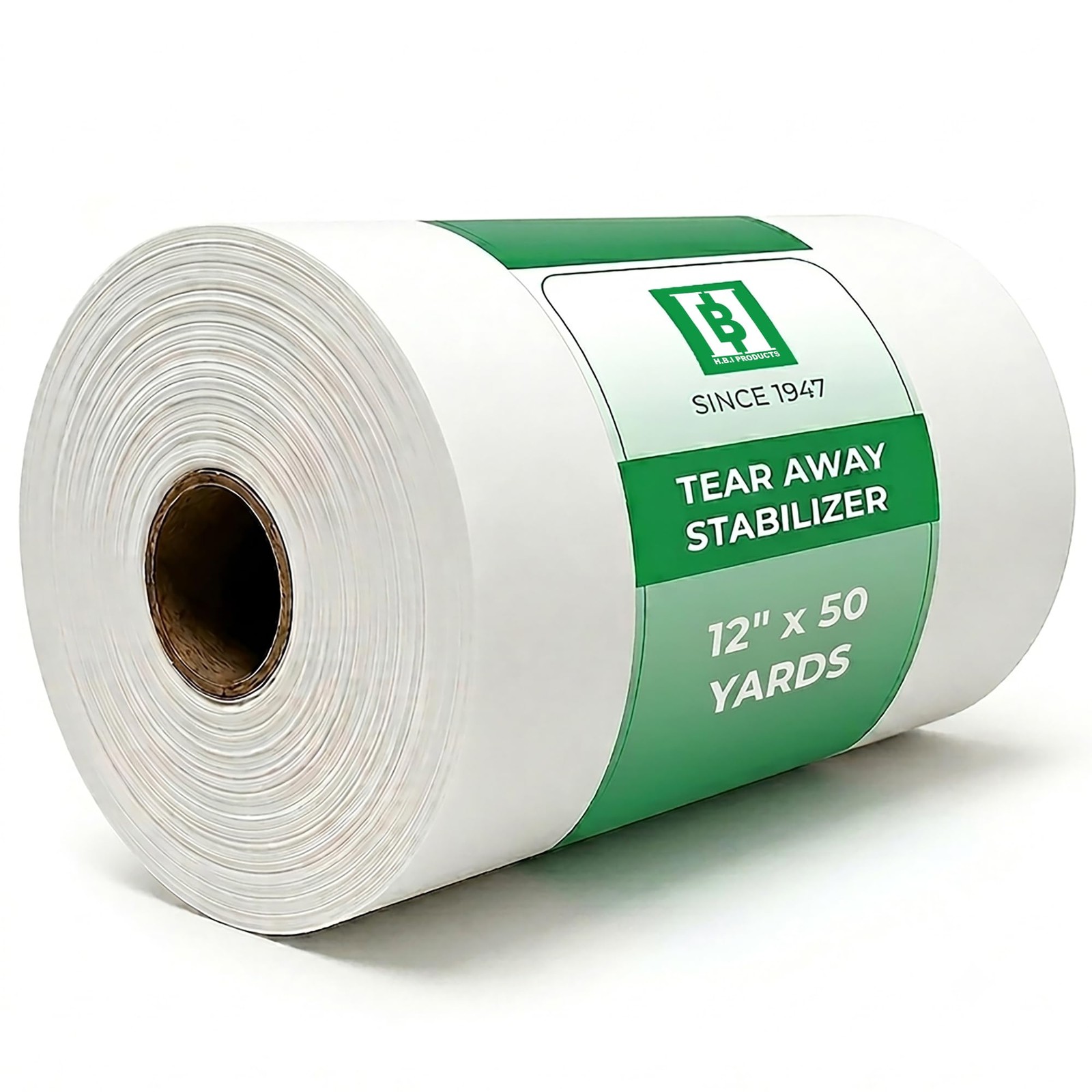 H.B.I. Products Tear Away Machine Embroidery Stabilizer – 12″ x 50 Yds, White