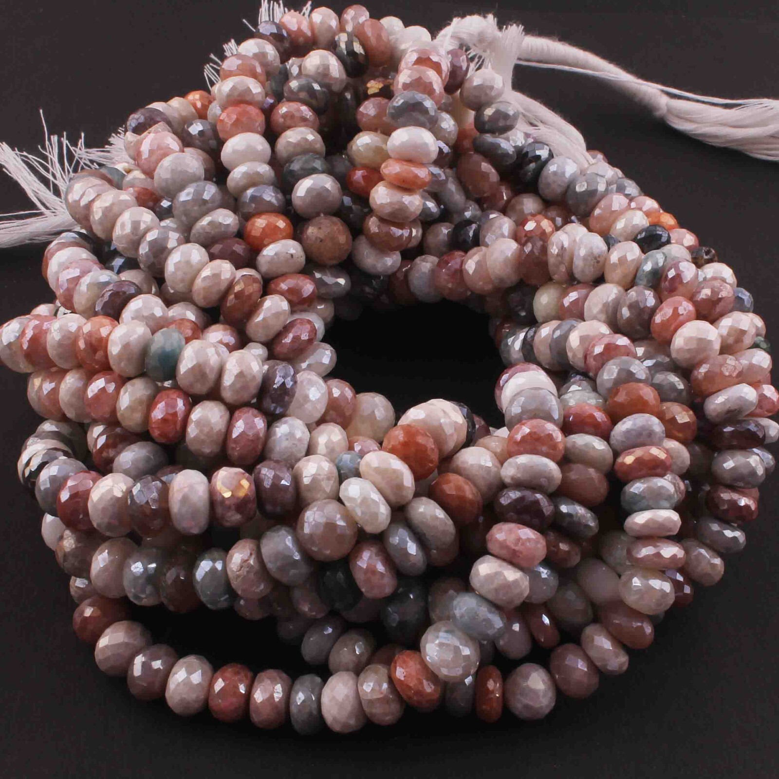 1 Strand Multi Color Silverite Faceted Rondelles – Gemstone Rondelles 8mm-9mm