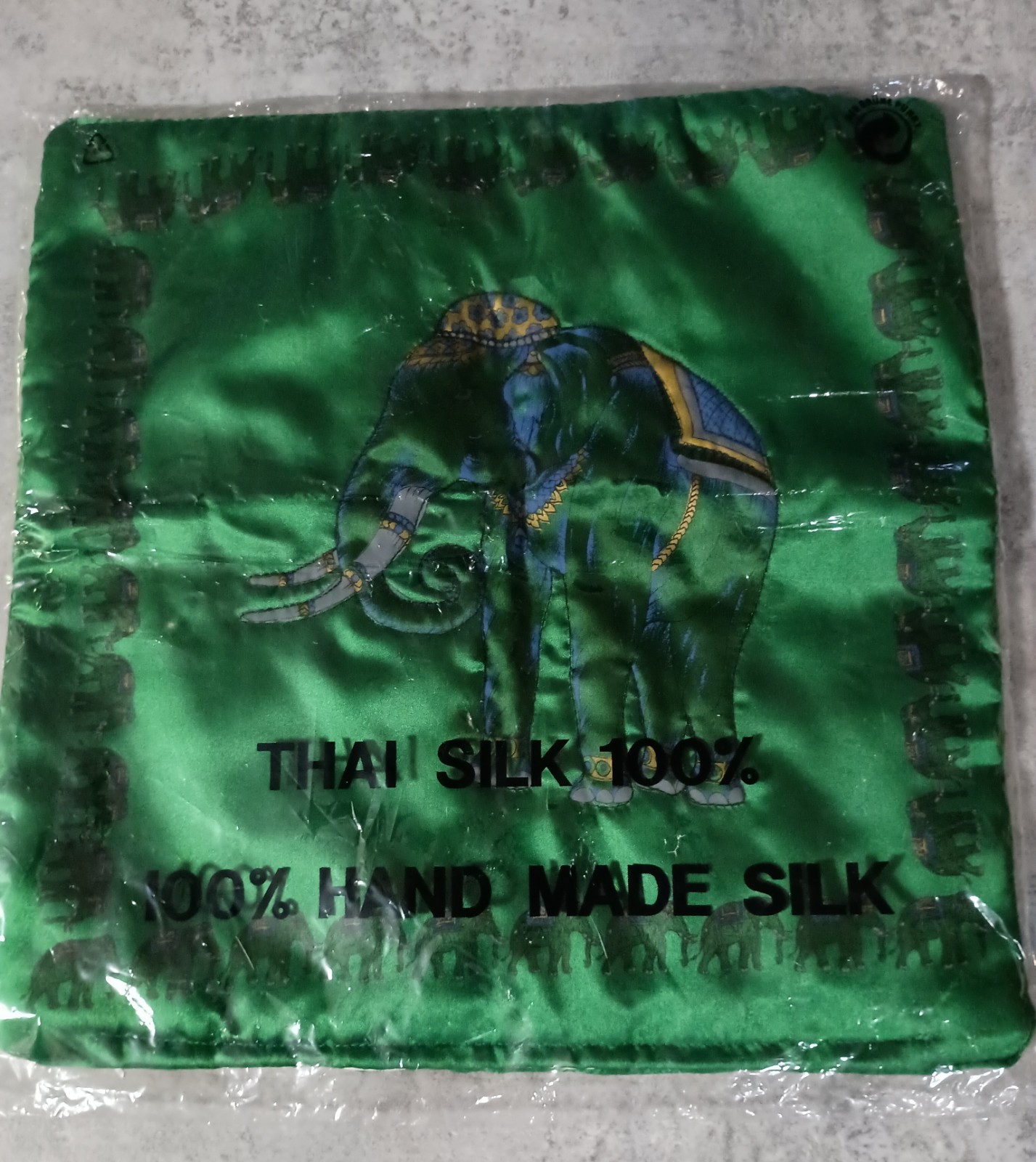 Handmade Silk Elephant Pillowcase From Thailand, 16 Inches Square