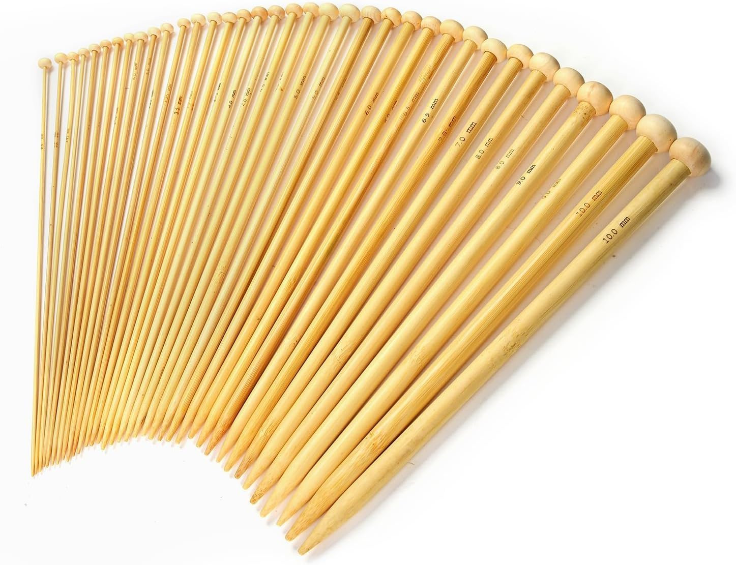 36 PCS Bamboo Knitting Needles Set (18 Sizes from 2.0Mm to 10.0Mm)