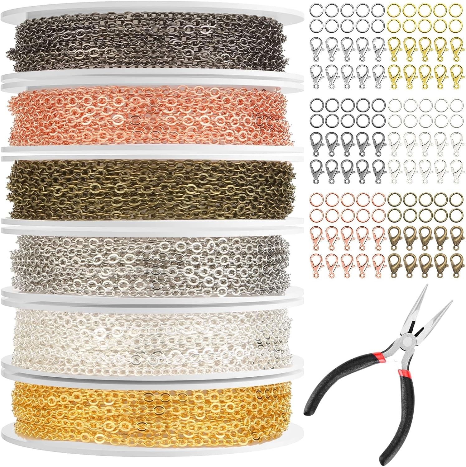 Chains for Jewelry Making, 60ft Jewelry Making Chains for Necklace with Pliers..