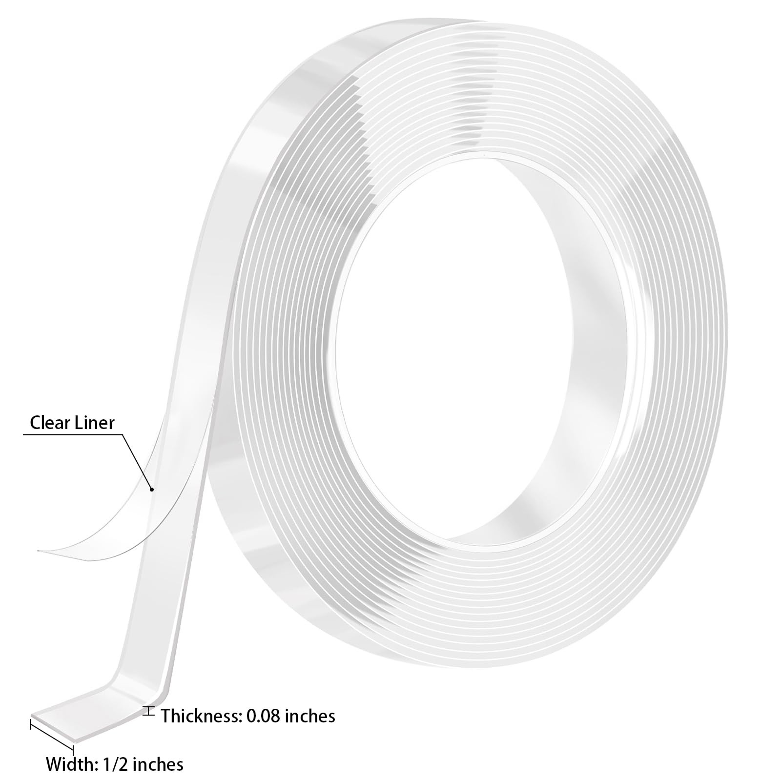 HNMZDS Nano Strong Mounting Adhesive Tape Double Sided A:1/2inch*10ft, Clear