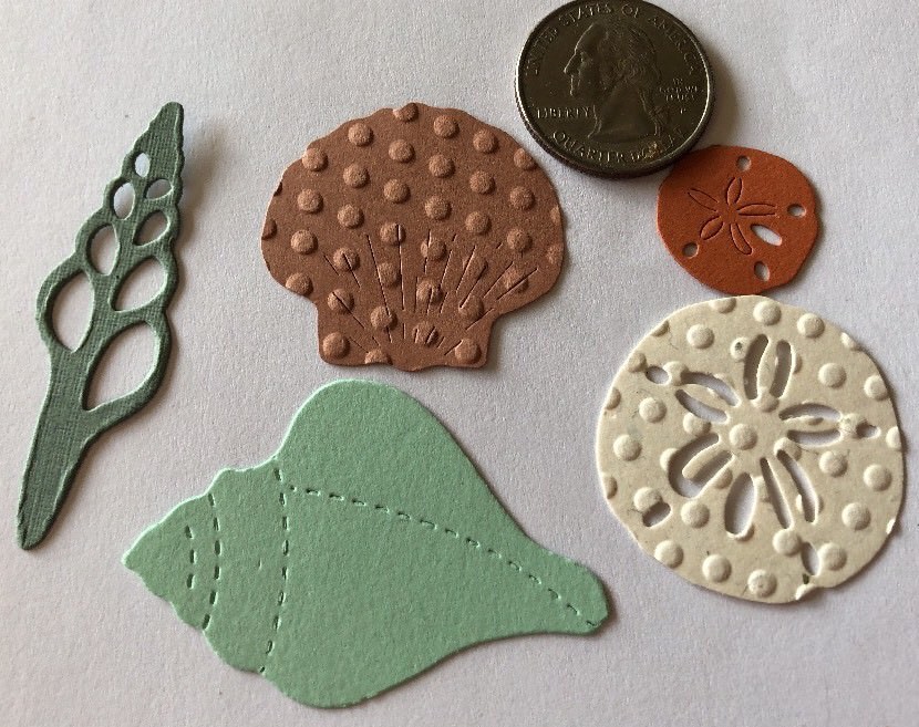 BEACH THEMED DIE-Cuts(12pc) Seahorse•Shells•Ocean•Starfish•Sea •Sand Dollar•Sand