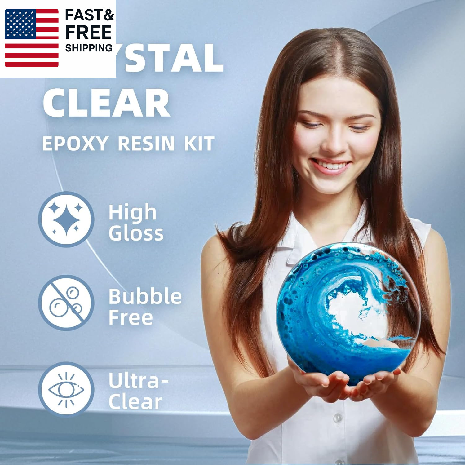68Oz Crystal Clear Resin Kit,No Bubble & Not Yellowing Epoxy for Coating, Casti