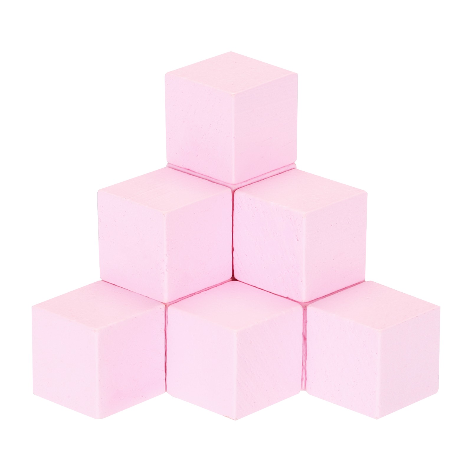 50Pcs Crafts Wooden Cube 2cm Square Pink Natural Solid Wood Crafts Blocks