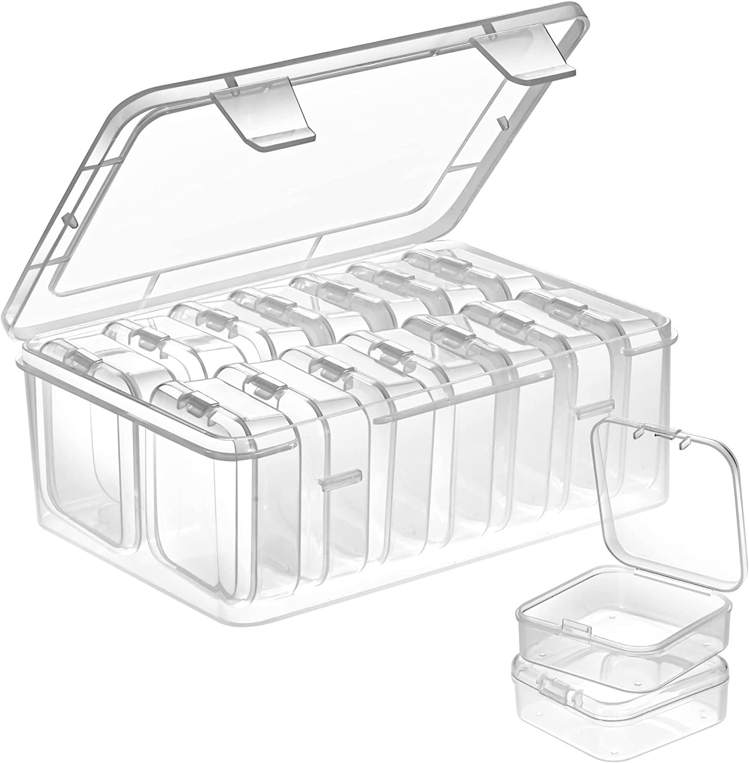 Small Bead Organizers, 15 Pieces Plastic Storage Cases Mini Containers, Clear