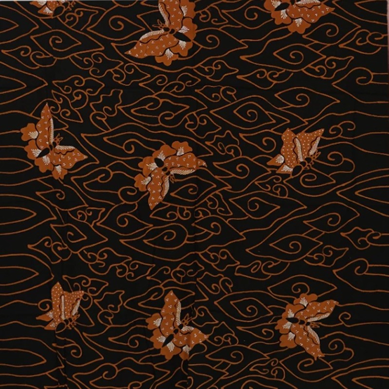 Indonesian Batik Fabric, 100% Cotton Fabric – Motif of Mega Mendung Sogan Kupu
