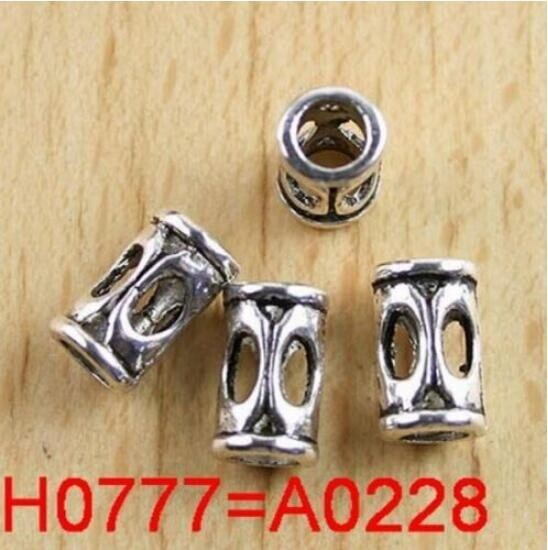 50pcs 10.3×5.9mm hole is 3.9mm Tibetan Silver tube with hole spacer beads h0777