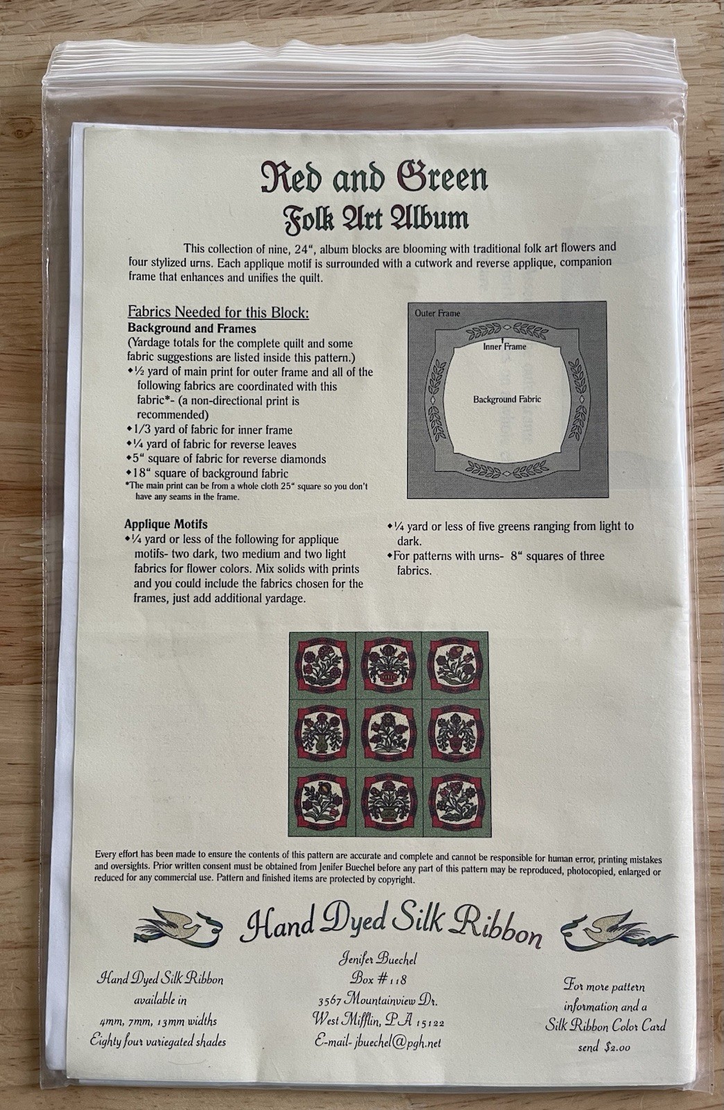 RED AND GREEN FOLK ART ALBUM Block Of The Month Pattern Block 1