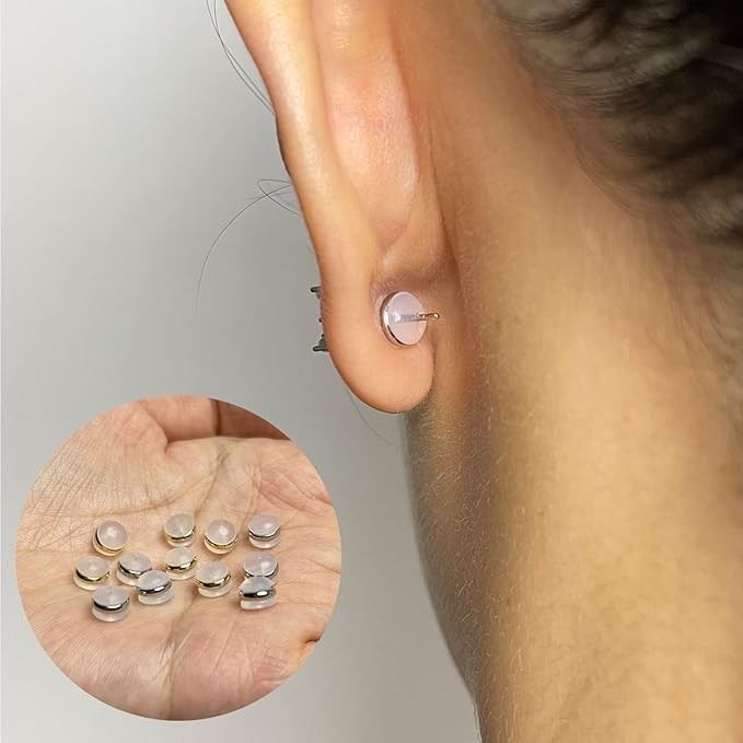 20Pcs Soft Silicone Earring Backs for Studs Silver&Gold Belt Rubber Earring Back