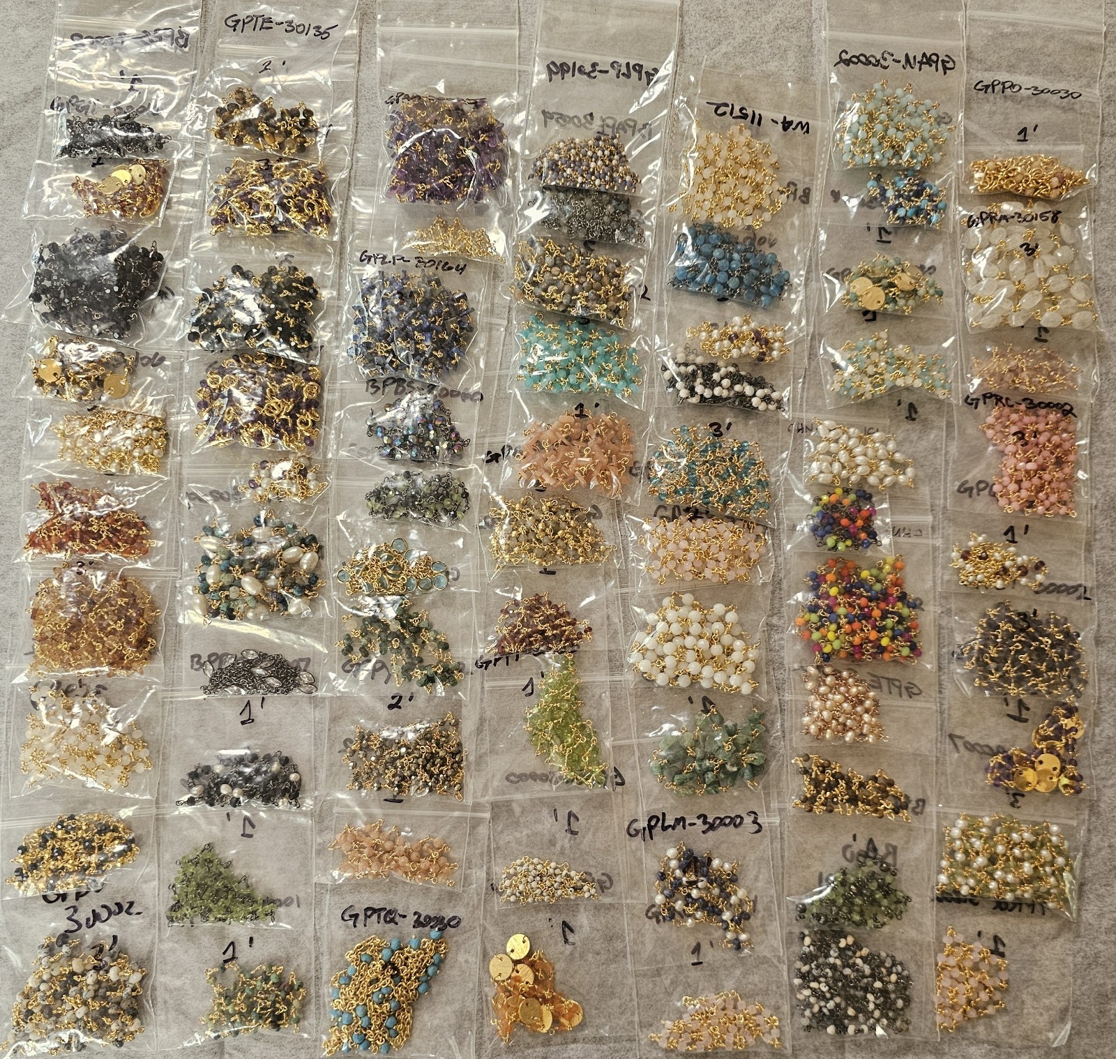 Bulk Lot DIY Jewelry Making Supplies Rosary Bead Chain Gold Plated Wire 70 bags