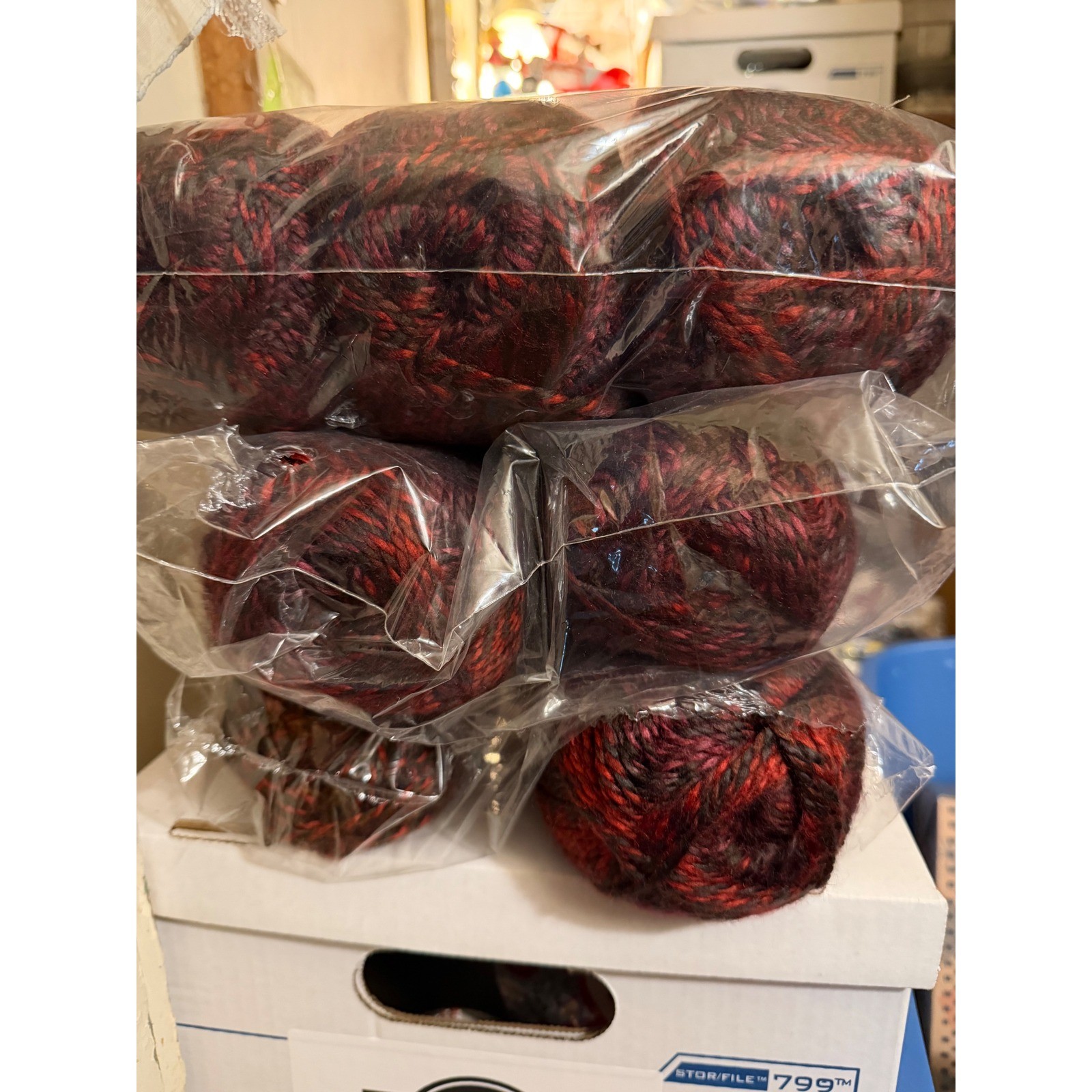 Red Heart Gemstone Yarn Ruby Red 7 Skeins Bulky 5 Acrylic 312yds Each E871-2138