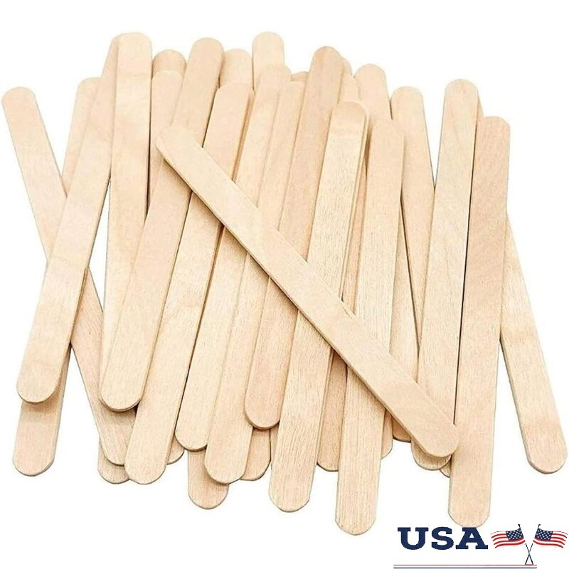 100 Pcs Natural Wooden Craft Sticks 4.5 Inch Ice Cream Popsicle DIY Crafts New