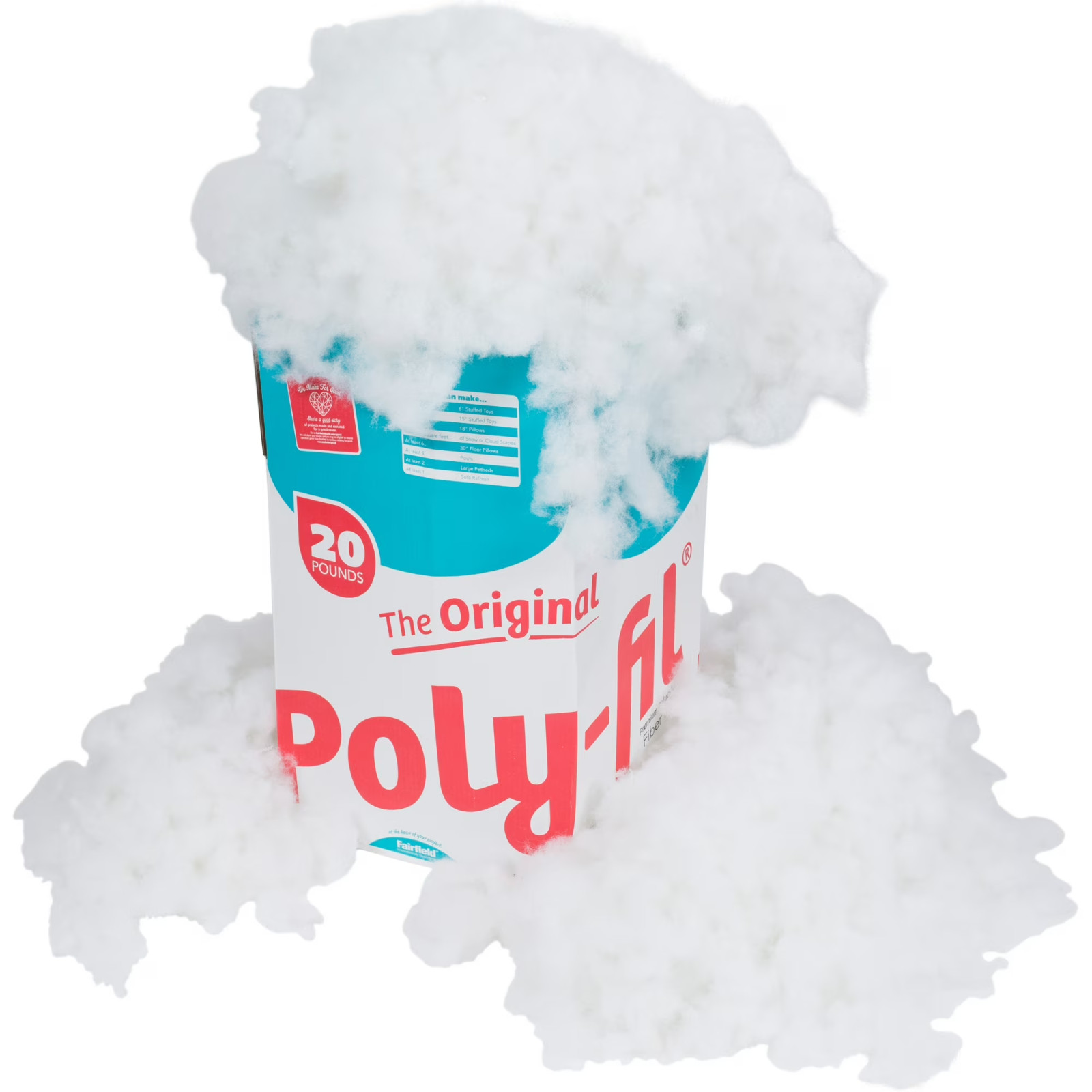 Poly-Fil Polyester Fiberfill Stuffing, 20lb Box, Bulk, by Fairfield, Free Ship