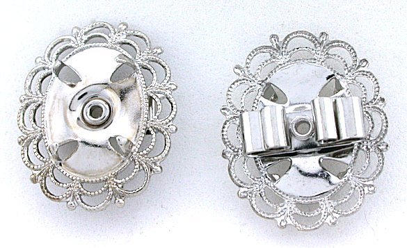 ONE SILVERPLATE 18×13 CAB CABOCHON FILIGREE BOLO BOLA TIE MOUNTING CF553