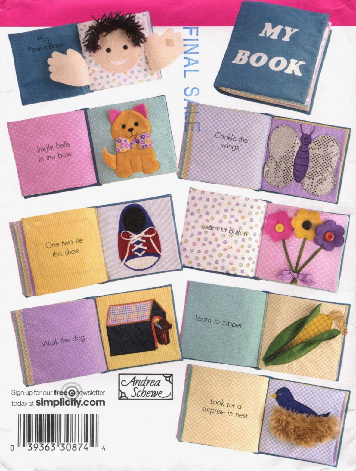 Simplicity 3709 FF Sewing Pattern Sensory Activity Touch & Feel Baby Soft Book