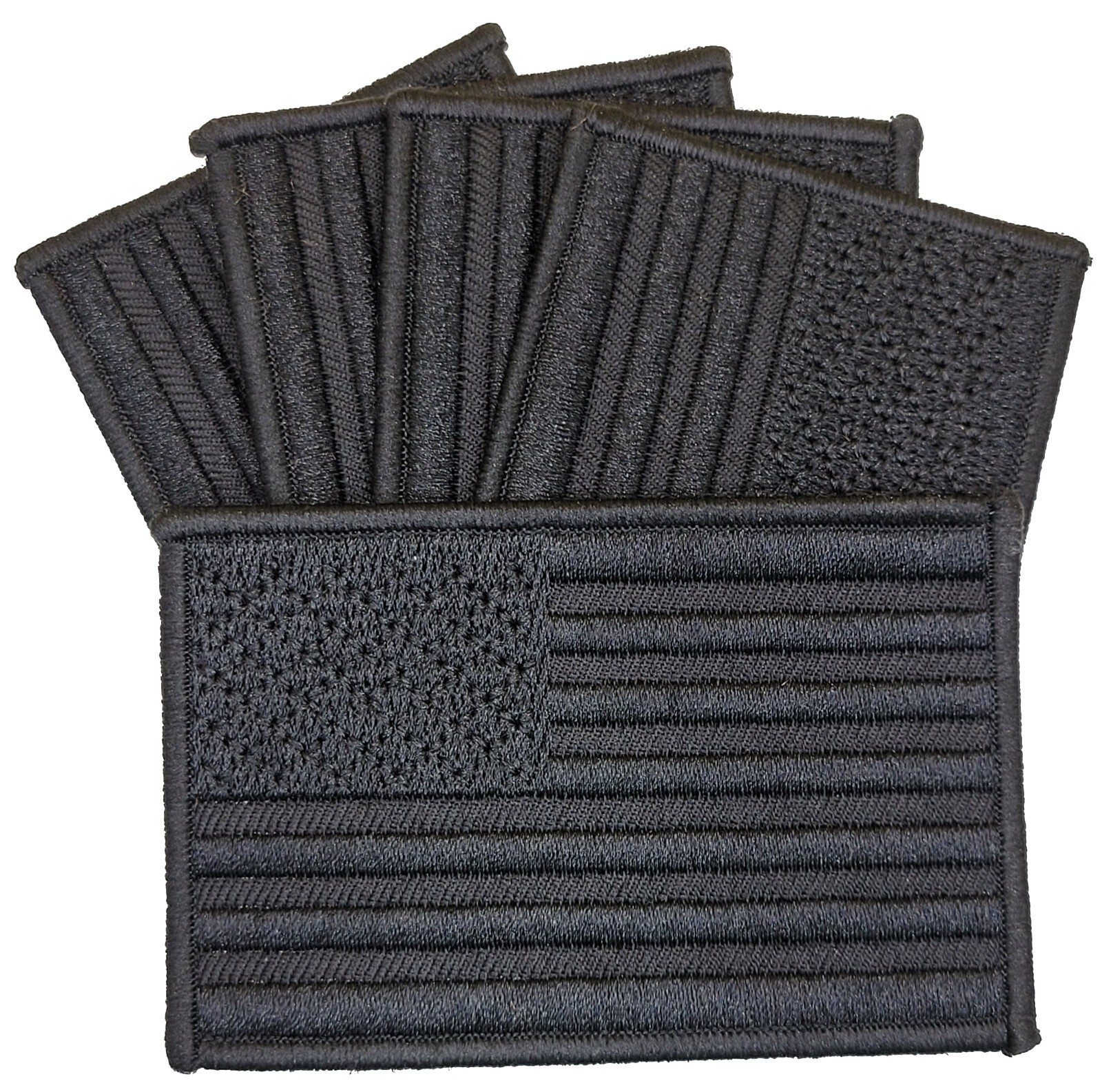 American Flag Subdued BLACK Tactical Embroidered Patch Iron-On 5PCS 3.5″ x 2.5″