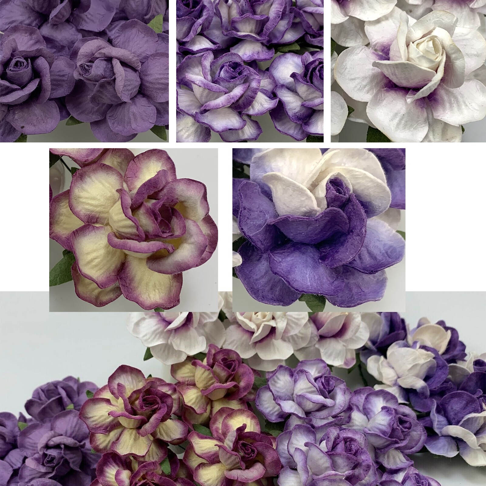 2″ or 5cm Purple Tone Tea Rose Paper Flower Scrapbook Wedding DIY Craft R40