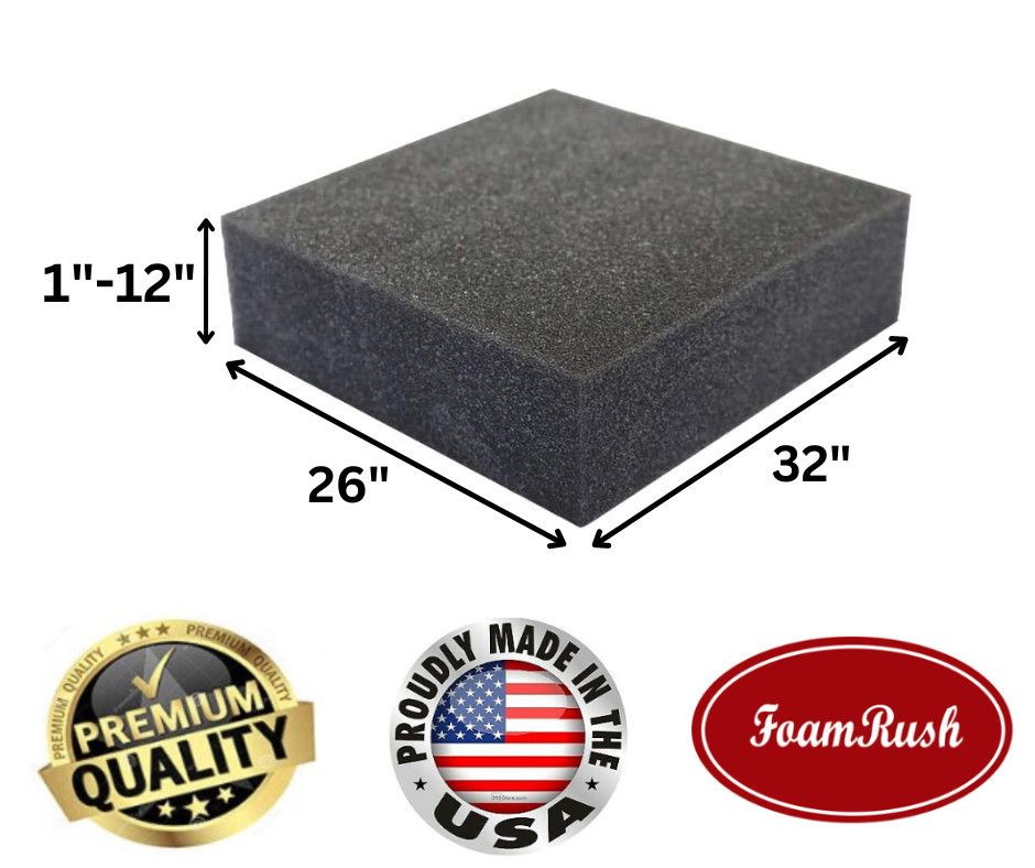 FoamRush 26″ x 32″ Charcoal High Density Upholstery Foam Wheelchair Cushion USA