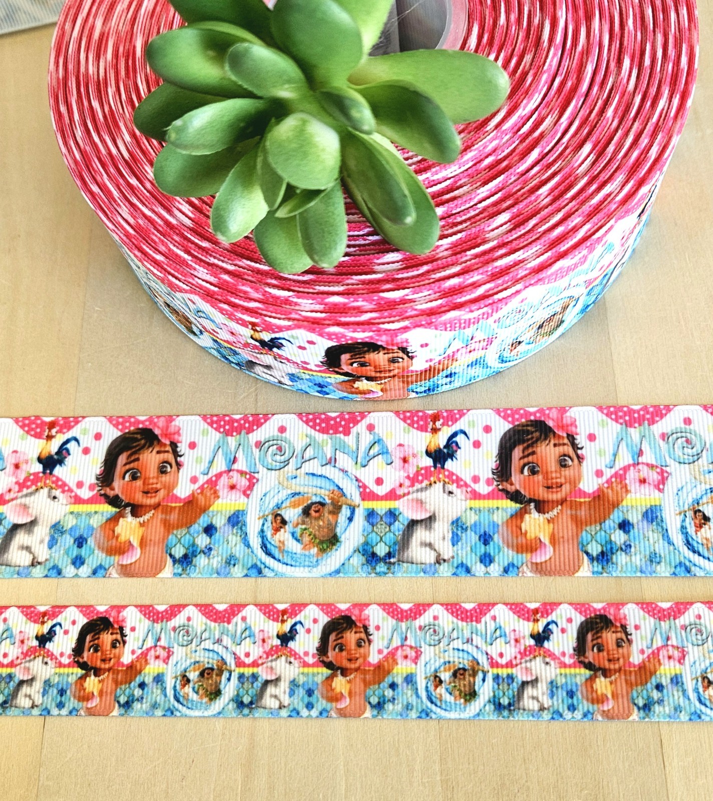 7/8 & 1.5” (1 YD) Moana Grosgrain Ribbon Disney Toddler Moana Hair Bow Ribbon