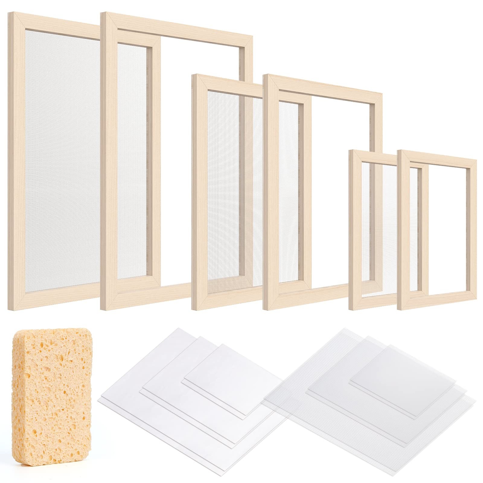 3 Pieces Paper Making Frame Kit, Papermaking Mould and Deckle with Mesh, Abso…