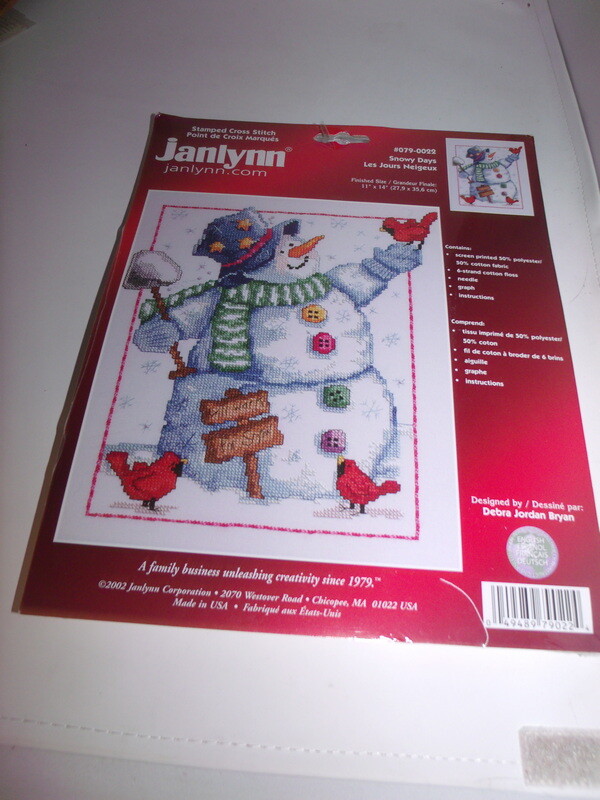 Janlynn SNOWY DAYS Snowman Stamped Cross Stitch 11″ x 14″